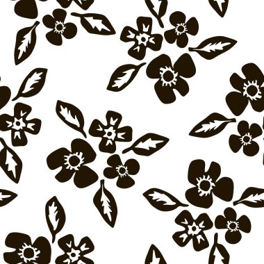 İskandinav tarzında çiçek ve yaprakları ile desen