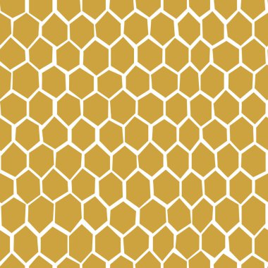 Honeycomb hand drawn seamless pattern. Cartoon illustration with honey comb.