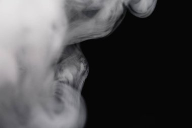 White Smoke On Black Background Detailed Close-Up clipart