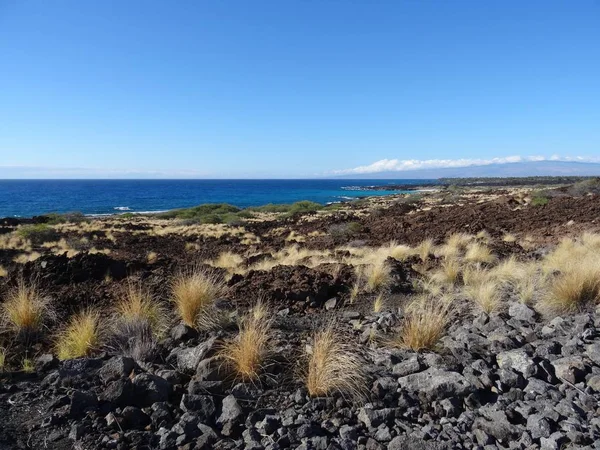 Vista Costa Playa Manini Owali Bahía Kua Desde Campo Lava — Foto de Stock