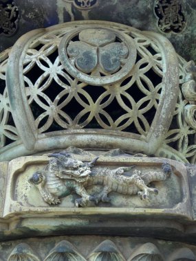 Tokyo'daki Ueno Park Toshogu tapınak tipik ışık fenerler ayrıntılarını