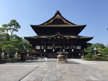 Nagano, Japonya ahşap Zenkō-ji Tapınağı görünümünü