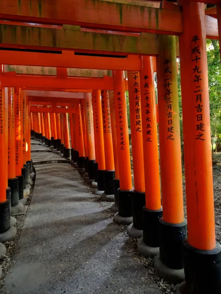 Vista de las puertas rojas de Torii en el Santuario Inari de Fushimi en Kyoto — Foto de Stock