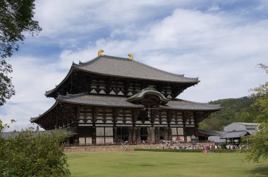 Nara Todai-Ji tapınağının güzel görünümü, büyük Buda salonu