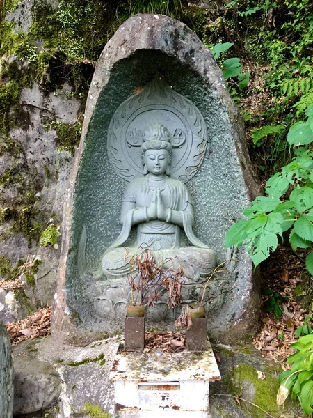 Vacker i sten snidad Buddha staty ligger i Nakatosa område — Stockfoto