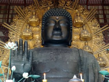 Nara'daki Todai-ji tapınağındaki büyük Buda Heykeli