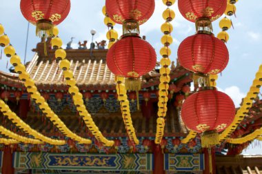 Thean Hou Tapınağı'nda Çin kırmızı kağıt fener