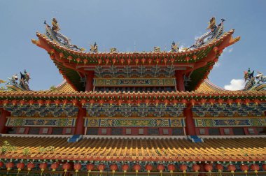 Thean Hou tapınağında çatı düşük açı görünümü