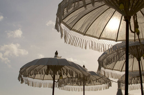 White Balinese sun umbrella