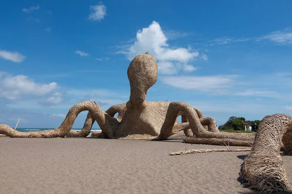 Instalación gigante de pulpo hecha de bambú — Foto de Stock