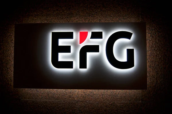 Világító EFG Bank logó — Stock Fotó