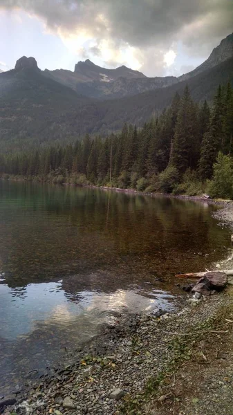 Der Gletschernationalpark Des Oberen Kintla Sees Montana Schöne Reflexion See — Stockfoto