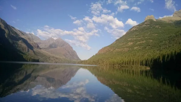 Der Gletschernationalpark Des Oberen Kintla Sees Montana Schöne Reflexion See — Stockfoto