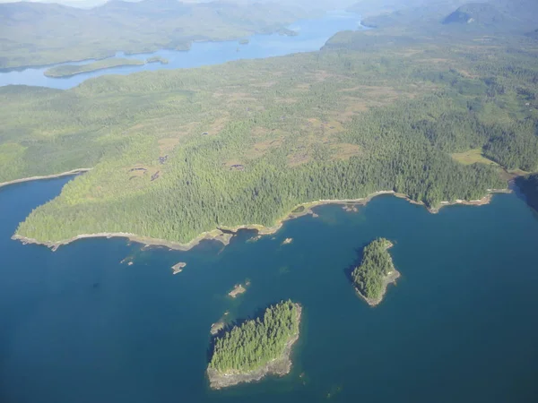 Ariel Utsikt Över Dimmiga Fjordar Ketchikan Alaska Tongass Nationalskog — Stockfoto