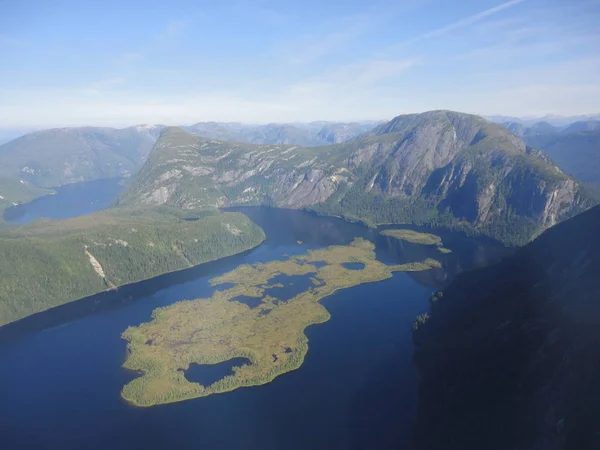 Ariel Kilátás Ködös Fjordok Ketchikan Alaska Tongass National Forest — Stock Fotó