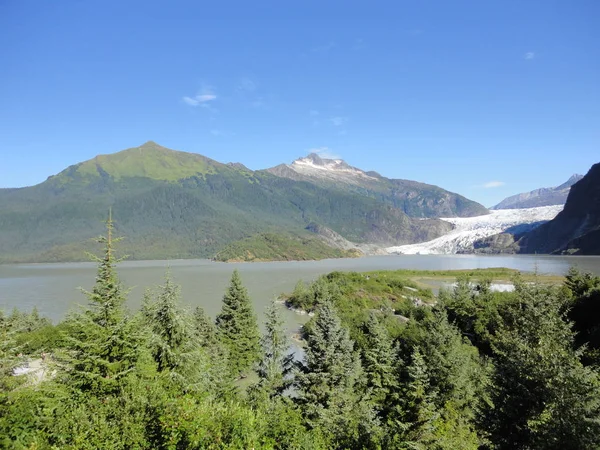 Glaciar Mendenhall Juneau Alaska Glaciar Mendenhall Que Desemboca Lago Mendenhall —  Fotos de Stock