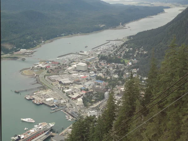 Vue Passage Intérieur Qui Longe Juneau Alaska Depuis Sommet Une — Photo