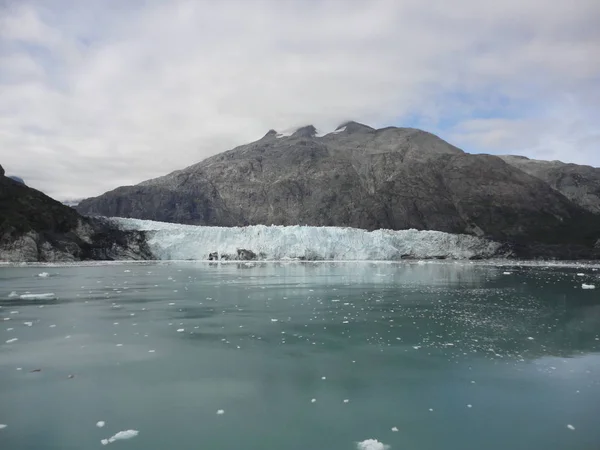 Harvard Glacier End College Fjord Alaska Wide Glacier Carving Its — Stock Photo, Image