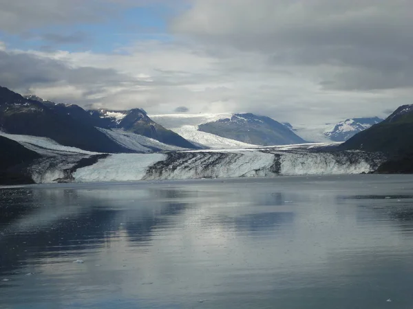 Harvard Lodowiec Koniec College Fjord Alaska Szeroki Lodowiec Rzeźba Jego — Zdjęcie stockowe