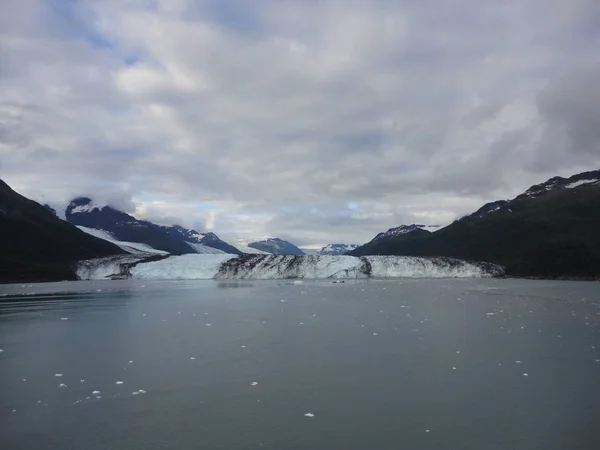 Glaciar Harvard Final Del Fiordo Universitario Alaska Amplio Glaciar Tallando — Foto de Stock