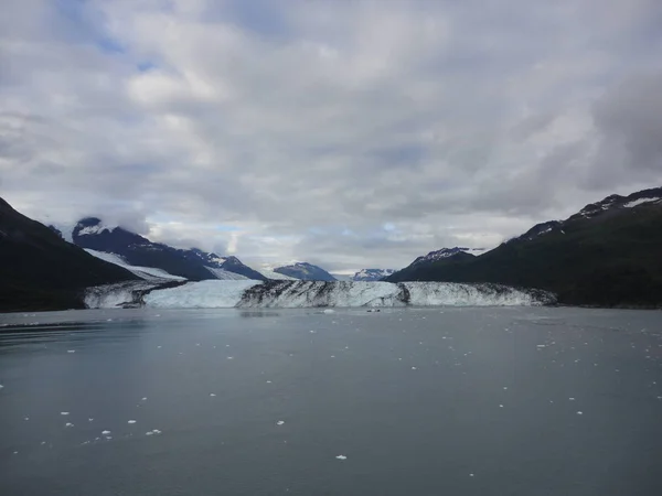 Harvard Lodowiec Koniec College Fjord Alaska Szeroki Lodowiec Rzeźba Jego — Zdjęcie stockowe