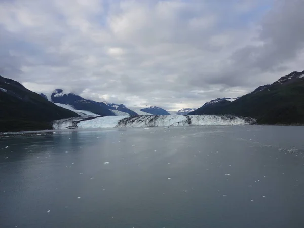 Glaciar Harvard Final Del Fiordo Universitario Alaska Amplio Glaciar Tallando — Foto de Stock