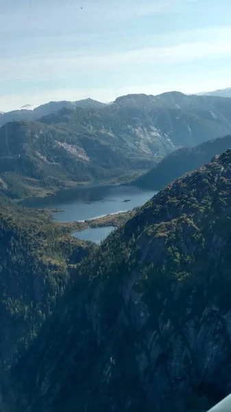 Ariel Kilátás Ködös Fjordok Ketchikan Alaska Tongass National Forest — Stock Fotó