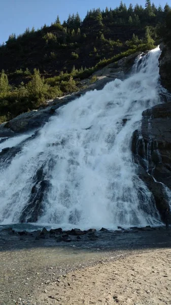 Mendenhall Gletsjer Juneau Alaska Mendenhall Gletsjer Stroomt Mendenhall Lake Tussen — Stockfoto