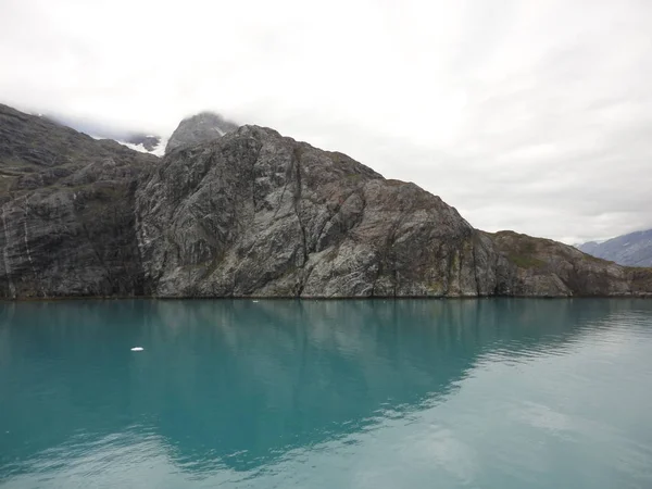 Mountain Filled Horizon Pacific Ocean Passage Alaska Very Cloudy Sky Royalty Free Stock Images