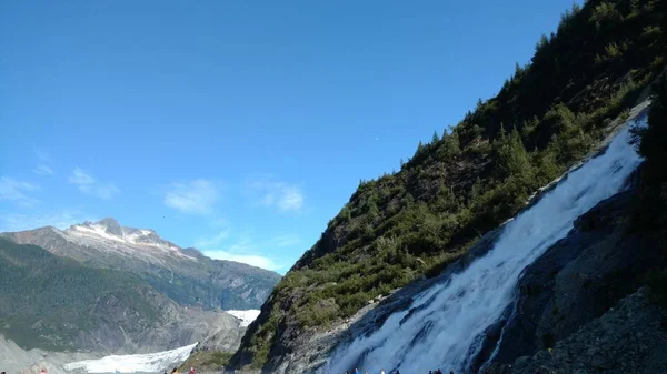 Glaciar Mendenhall Juneau Alaska Glaciar Mendenhall Que Desemboca Lago Mendenhall — Foto de Stock