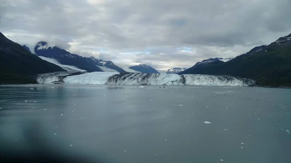 Harvard Lodowiec Koniec College Fjord Alaska Szeroki Lodowiec Rzeźba Jego — Zdjęcie stockowe