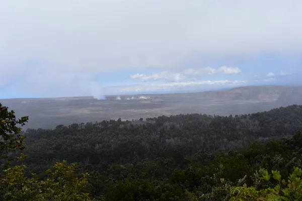 Kilauea Vulcanoe Big Island Hawaii Lava Vomitando Fogo Cratera Sendo — Fotografia de Stock