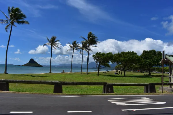 Costa Hawaiana Lungo Oceano Pacifico Con Foresta Pluviale Rompere Spiaggia — Foto Stock