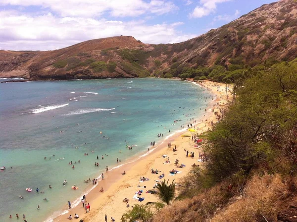 Hermosa Playa Costera Hawaii Arena Deriva Bajo Agua Azul Claro — Foto de Stock