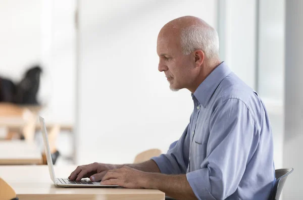 Senior-Geschäftsmann vertieft in seine Arbeit — Stockfoto