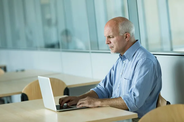 Зрелый бизнесмен работает на ноутбуке — стоковое фото