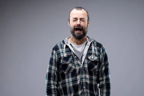 Miserable tearful man wailing and crying — Stock Photo, Image