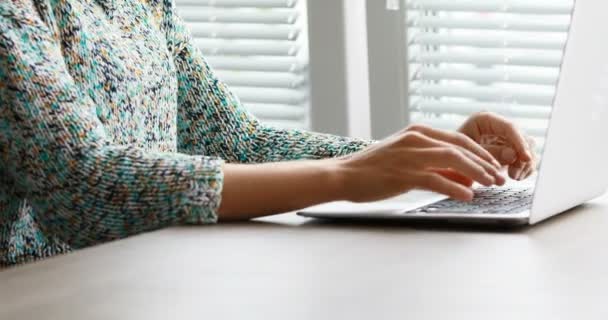 Tipos de mulher no laptop que precisa de um tempo de folga — Vídeo de Stock