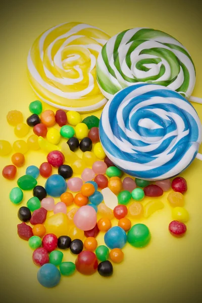 Colorful Spiral Lollipops Colorful Backgrounds — Stock Photo, Image