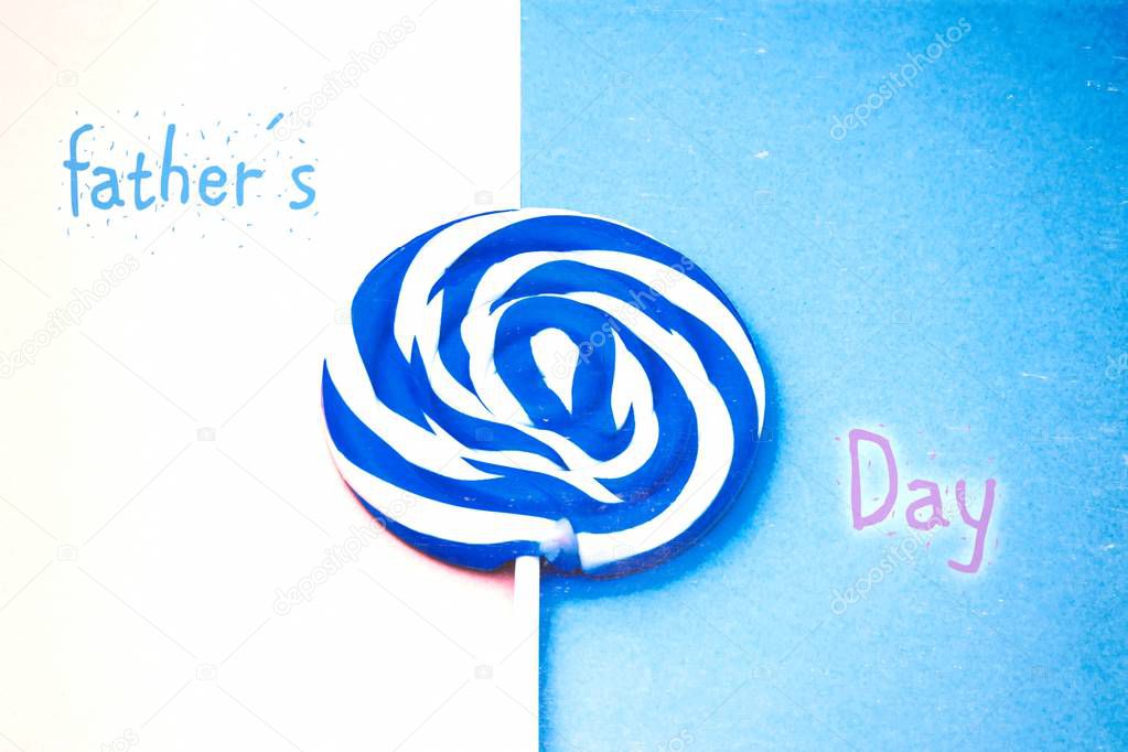 Father's day congratulation with colorful spiral lollipops