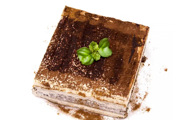 Lahodné Tiramisu Izolované Bílém — Stock fotografie