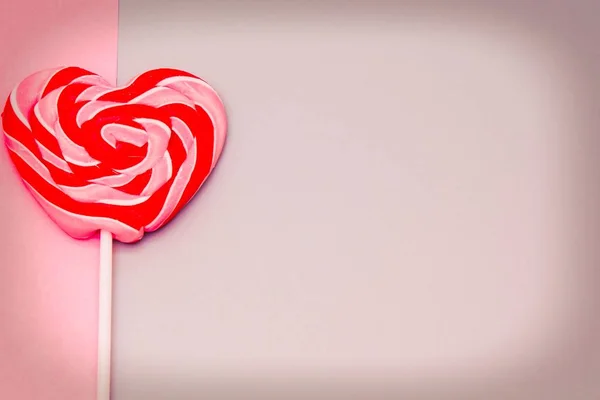 Lollipop Form Hjärta Färgstarka Bakgrund — Stockfoto