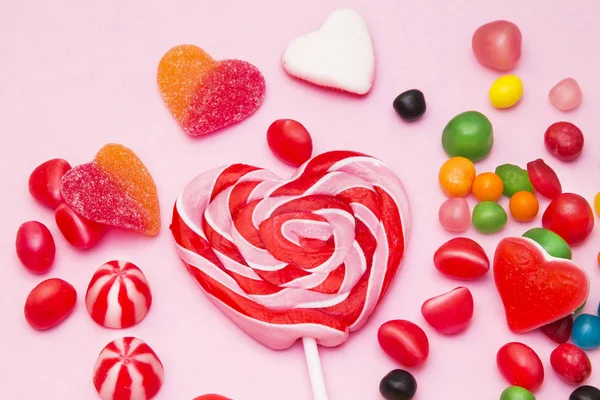 Lollipop Shape Heart Colorful Background — Stock Photo, Image