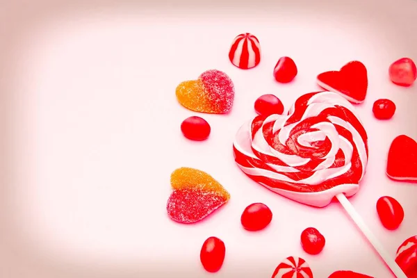 Lollipop Shape Heart Colorful Background — Stock Photo, Image