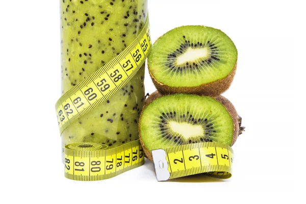 Kiwis Ruban Mesurer Smoothie Kiwi Alimentation Concept Alimentaire — Photo