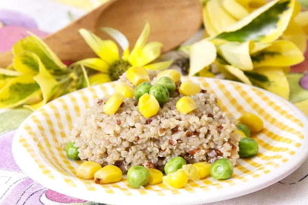 spring quinoa salad with corn and peas