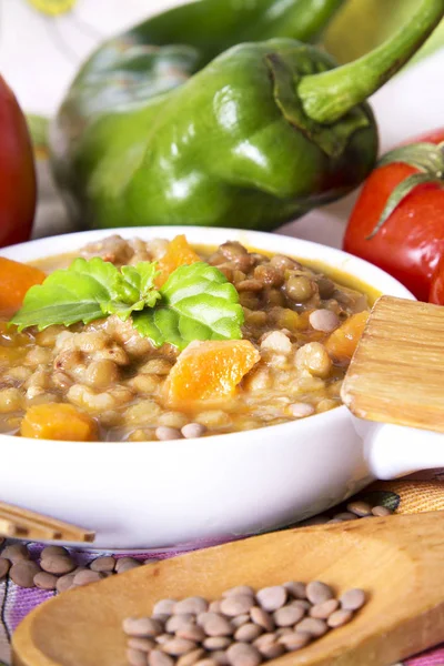 Lentil Casserole Tomatoes Peppers — Stock Photo, Image