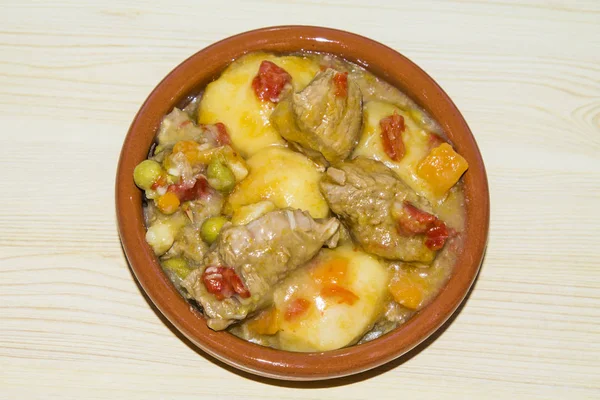 Casserole Beef Stew Potatoes — Stock Photo, Image