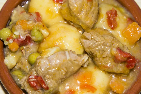 Casserole Beef Stew Potatoes — Stock Photo, Image