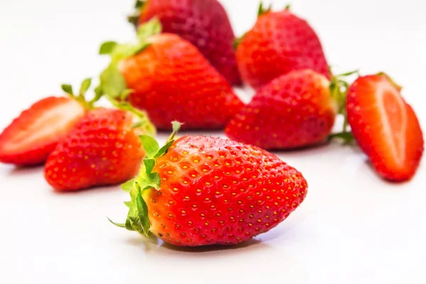 Conjunto Fresas Aisladas Blanco — Foto de Stock